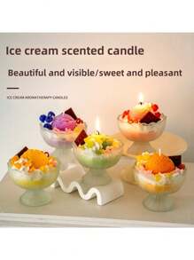 1pc 450g Summer Fruit Ice Cream Creative Exquisite Shape Yogurt Cup Soy Wax Birthday Gift Souvenir Aromatherapy Candle