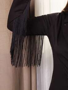 Lupita Cardoza 翻领流苏长款西装外套 - 黑色 - 查看 8