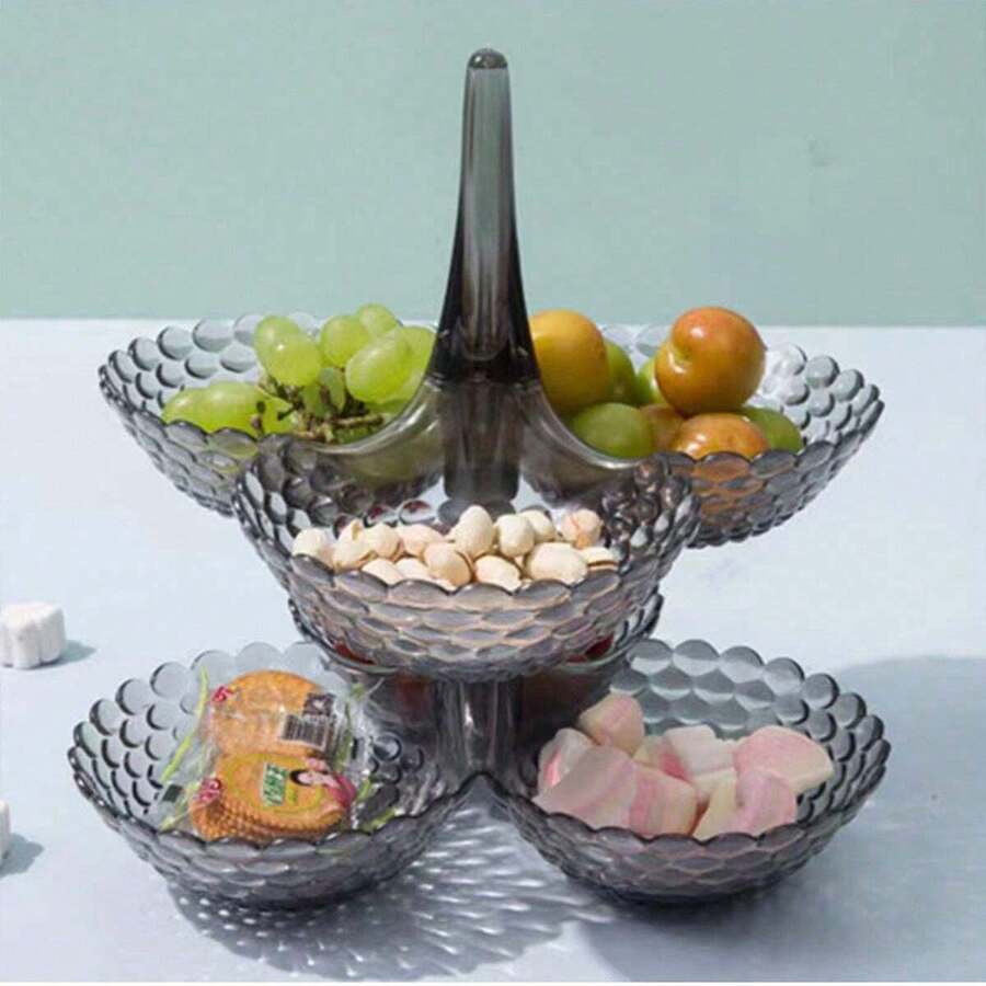 1 Stück 2-stufige abnehmbare Obstplatte, europäischer Stil stapelbare Obstschale, Haushalt Wohnzimmer Teetisch Snack Süßigkeiten Organizer Platte