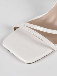 Women's Sexy Celebrity Style High Heel Sandals, 9cm Heel Height, Peep Toe, Ankle Strap, Lace Up, White, Spring/Summer, Party/Wedding, Elegant (Stone Textured Asymmetric Pattern)