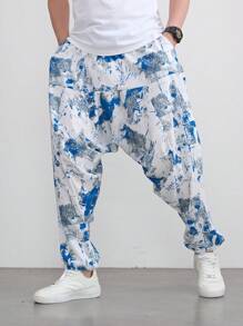 Hawaiianischer Stil Herren Loose Harem Hosen, Sport & Lässig Yoga Hosen, Strand Resort Urlaub