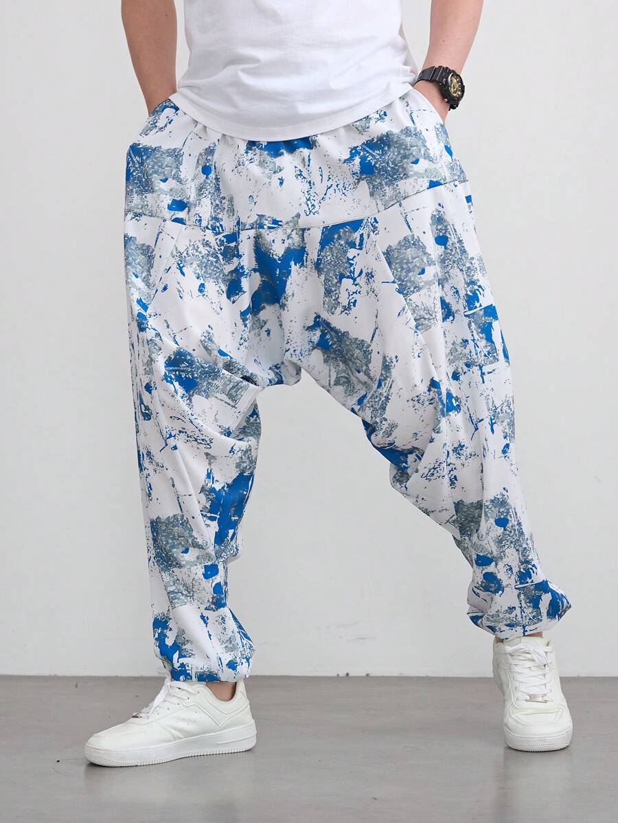 Hawaiianischer Stil Herren Loose Harem Hosen, Sport & Lässig Yoga Hosen, Strand Resort Urlaub