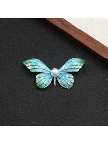 Broche de mariposa de esmalte degradado de lujo, broche elegante vintage con decoración de cristal de rinoceronte chapado en oro de aleación para mochila escolar