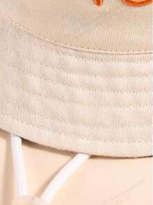 Kids Daily Wear Letter Embroidered Bucket Hat - Beige - View 3