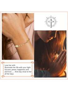 Catholic Gifts For Women, Virgin Mary Cross Charm Bracelet, Confirmation, First Communion Baptism, Christian Religious Jewelry, Gifts For Daughters Sisters Granddaughters