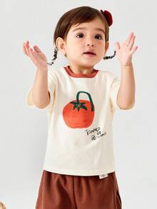 mini bala 男童和女童T恤夏季清凉抗菌防汗婴儿短袖上衣 - 乳白 - 查看 2