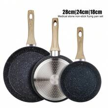 ABKOK 1 pieza/Set de 3 sartenes antiadherentes, de 7.4/9.7/11.3 pulgadas, utensilios de cocina con superficie fácil de limpiar apta para cocinas de gas, eléctricas y de cerámica
