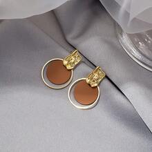 Pendientes largos con diseño de redondo - Verde - Ver 6