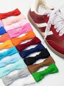 1 Pair Lace Shoe Laces, Cute Ballerina Style White Silk Lace Trim - Cz-lace Lace - View 1