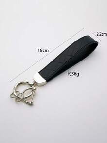 1pc Unisex Simple Style Zinc Alloy Leather Keychain Key Ring In Black, White, Red, Pink, Orange, Suitable For Various Keys And Car Keys Christmas Gift Bag Charms Car Teacher Friend Sister Gift Ideas - Black - View 2