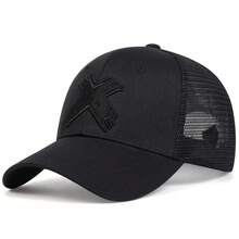 Gorra de béisbol de malla de verano para hombre, gorra con letras X para deportes al aire libre para mujer, gorras transpirables Unisex, gorras de camionero de Hop HE8S - Blanco y negro - Ver 5