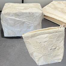 1 件/套白色背景刺绣叶子图案折叠拉链化妆包，L/M/S 尺寸，时尚 Y2K 多功能盥洗包，大容量化妆包，化妆包，化妆包，护肤包，洗漱包，储物盒，旅行必备品，海滩度假必备品，宿舍必备品，伴娘礼物，母亲节礼物，生日礼物，送给朋友和老师的礼物，家居装饰，卧室装饰，珠宝收纳盒，唇彩收纳盒，指甲油收纳盒 - [H&R BAG] - 白色 - 查看 3