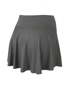 3-Piece Women Sports Mini Skirt With Casual High Waist Workout Shorts Pants & Shorts With Pockets, 2 In 1 Design - Đen, xám và trắng - Xem 4