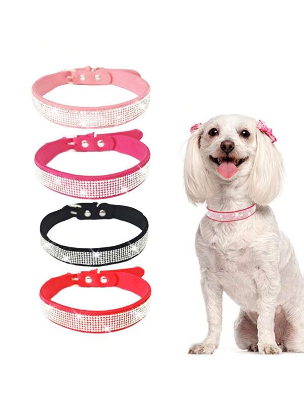1 Stück funkelnder Wasserdiamantkragen für Haustiere, koreanisches Samt-Halsband, super feiner funkelnder Diamantsticker, verstellbarer Hundehalsband, Katzenprodukte, Hunde- und Katzenhalsbänder, geeignet für den Alltag, Gassi gehen mit Hunden und Katzen, das beste Geschenk für Hunde