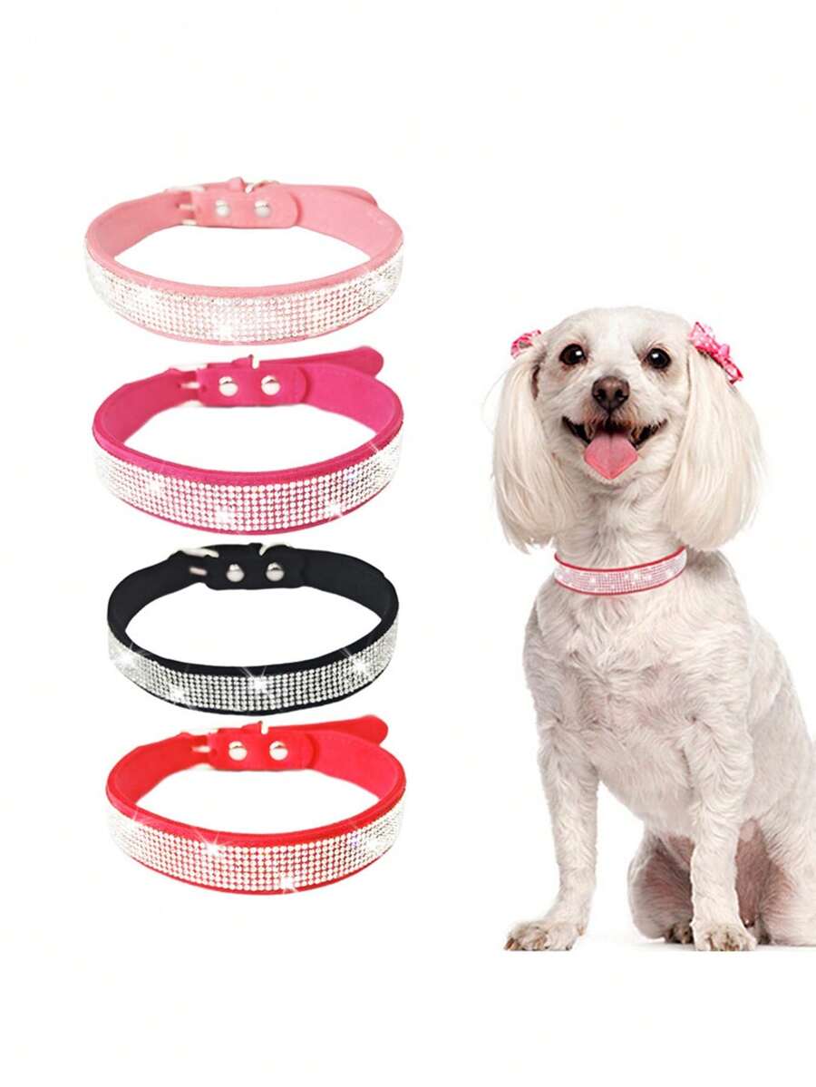1 Stück funkelnder Wasserdiamantkragen für Haustiere, koreanisches Samt-Halsband, super feiner funkelnder Diamantsticker, verstellbarer Hundehalsband, Katzenprodukte, Hunde- und Katzenhalsbänder, geeignet für den Alltag, Gassi gehen mit Hunden und Katzen, das beste Geschenk für Hunde