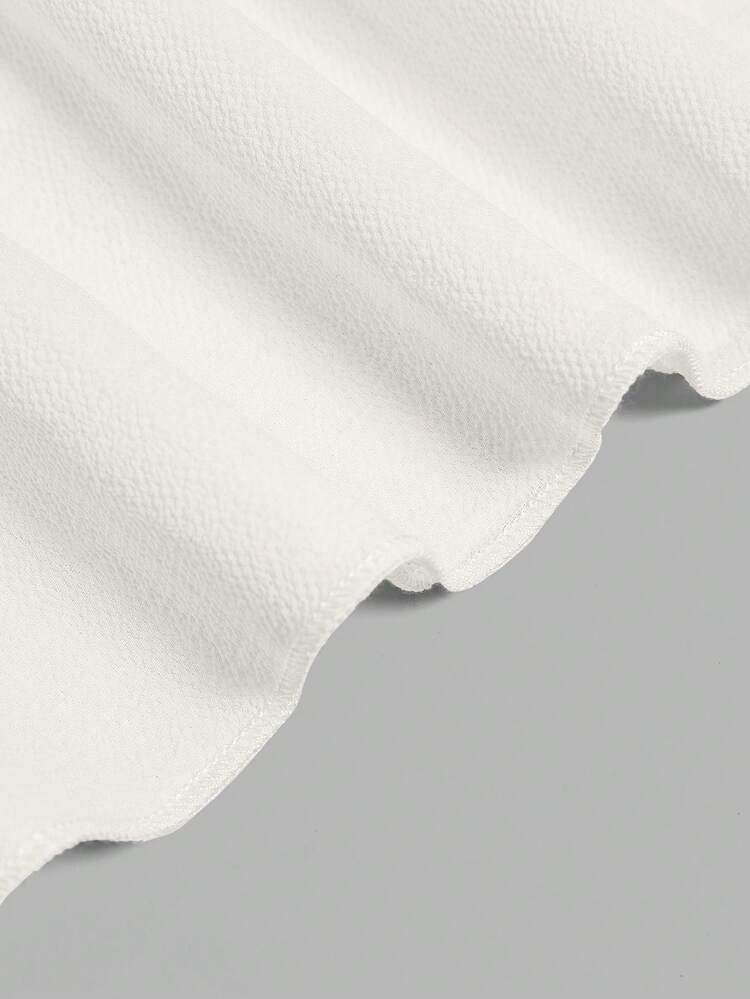 Women's Solid Color Minimalist Versatile Ruffle Hem Bubble Crinkle Skirt White - White - View 5