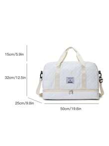 Casual Polyester Travel Duffel Bag - Lightweight Diamond-Plaid Design, Large Capacity Sports And Fitness Storage