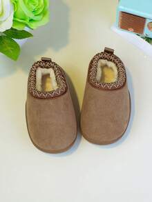 1 双幼儿时尚平底靴，纯色，可爱，一脚蹬，舒适软底，保暖，适合男婴和女婴（尺码偏小，建议订购大一码） - 棕色 - 查看 8
