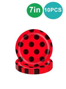 10pcs Ladybug Party Supplies Ladybug Paper Plates And Napkins Party Utensils For Birthday Party Decorations, Outdoor Parties, Family Dinners, Friends Dinners, Summer Beach Parties