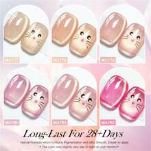 MEET ACROSS 6 pezzi Smalto gel per unghie in vetro nudo da 7ml, con magnetismo, luccicante, colore rosa nudo cristallino, semi-permanente, da soak off per manicure UV LED