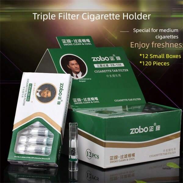 120 piezas/Paquete de boquillas desechables de filtro de cigarrillos, con triple imán para una filtración saludable, en caja portátil separada, limpio e higiénico, con función de recogida tipo cajón, boquillas desechables para fumar, naturales y cómodas, accesorios para fumar