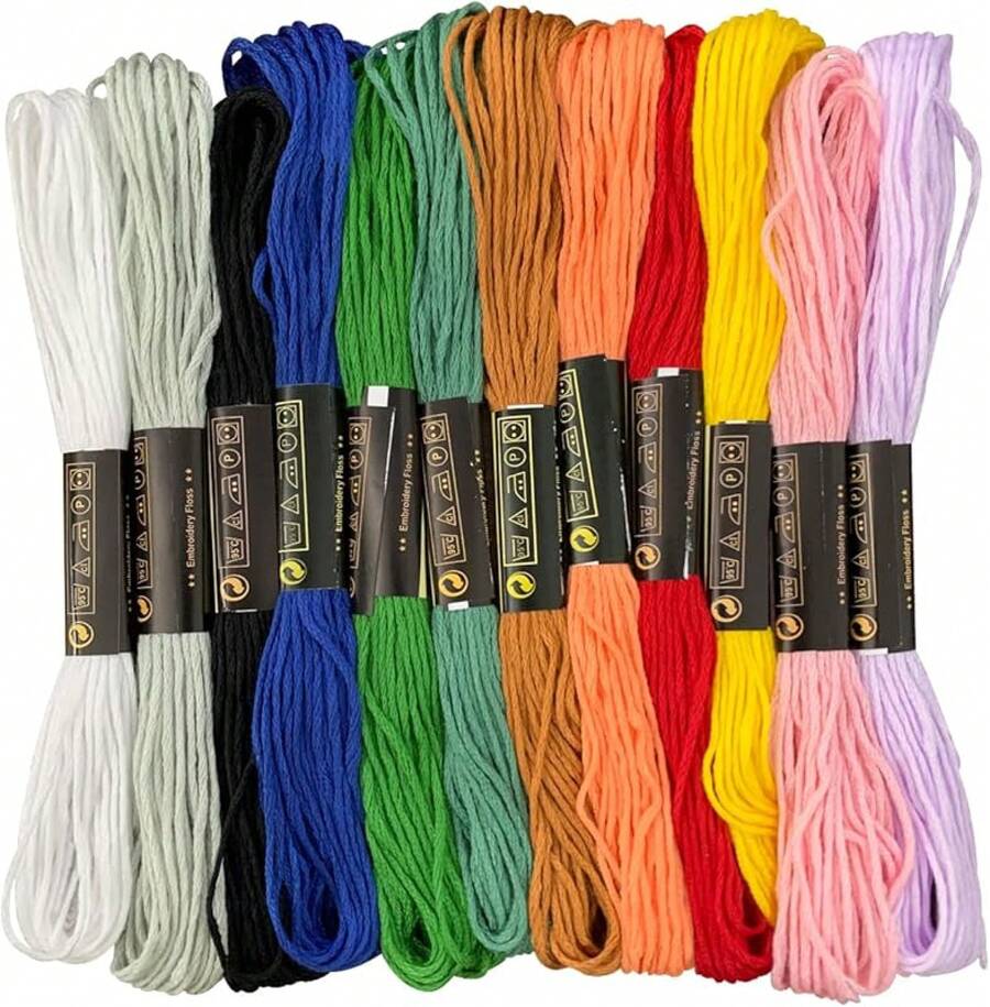 12 Skeins Embroidery Floss White Color, Friendship Bracelet String Embroidery Thread Floss Bracelet Making Yarn, Floss(White) - Rainbow - View 1