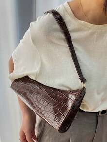 Yogodlns 夏季新款女士单肩包 高品质斑马纹腋下手提包 PU 皮革豹纹腋下钱包包 法式腋下托特包 女士棕色豹纹手提包 手拿包 女式复古 PU 皮革单肩包 多功能休闲 - 咖啡 - 查看 2