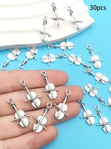 Mix 10/20/30 Pieces Of Alloy Antique Silvery Violin Series Pendant Accessories, Suitable For DIY Necklace, Earring, Keychain Jewelry Making Fashion Accessories.