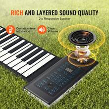 88 Keys Roll Up Keyboard Piano, 128 Rhythms, 128 Tones Portable Electric Digital Hand Roll Piano With Rechargeable Battery 2W Speaker LED Display 5 Ports MIDI Function, For Kids Beginners Adults - 128 Rhythms - 查看 6
