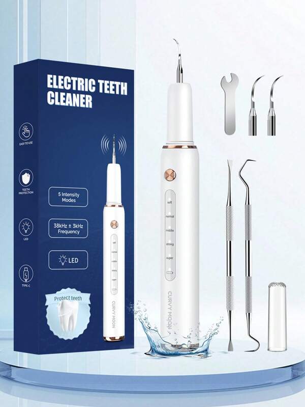 SEAGO 1 pièce Détartreur dentaire T4, kit de blanchiment des dents, nettoyeur à ultrasons électrique pour les dents, élimine le tartre, 1 pièce nettoyeur à ultrasons pour les dents, détartreur dentaire électrique, nettoyage bucco-dentaire, recommandé par les experts dentaires, étanche IPX6
