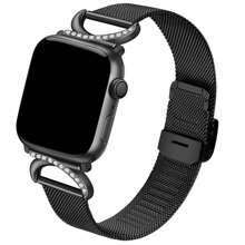 Pulseira fina de aço inoxidável compatível com 38 mm, 40 mm, 41 mm, 42 mm, 44 mm, 45 mm, 46 mm e 49 mm - Pulseira de metal feminina com fecho em formato C e strass, elegante, leve e confortável - sem necessidade de ferramentas, design ajustável - serve para séries 1-10/SE/Ultra - pulsos de 5,5-8,5 polegadas (140-215 mm) - acessórios de pulseira de reposição premium