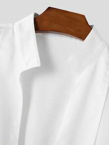 INCERUN Elegant Men Deep V-Neck Long Sleeve Party Casual Loose Blouse Office Work Solid Shirt Tops - 白色 - 查看 5