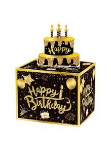 1 Set Rosagold/Schwarz-Gold Geburtstags-Papier-Geldbox + Karte zum Geldkarten-Ziehen, witzige Zieh-Geldgeschenkbox Alles Gute zum Geburtstag Überraschungsgeschenkset für Frauen Männer beste Freunde Freundin Ehefrau Schwester Geburtstagspartys, Schulanfang Valentinstag
