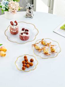 1pc Gold-Plated Sakura Flower Plate, For Appetizer Plate, Snacks, Desserts, Fruit, Jam, Unique Tableware, Kitchen Accessories, Sauce Dish, Mini Bowl, Suitable For Restaurant And Home Kitchen - Dusty Pink - View 4