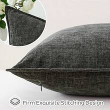 1pc Chenille Decorative Throw Pillow Covers With Stitched Edge Solid Dyed Cushion Covers For Home Decor Couch Sofa Bed Living Room - Grey - View 5