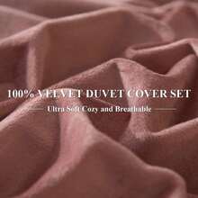 DIvellow Velvet Duvet Cover Queen Set Sage Green Comforter Cover 3Pcs Ultra Soft Cover Breathable Solid Luxury Flannel Velour Duvet Cover Zipper Closure Corner Tie - 腮紅粉紅 - 查看 6