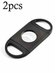 2 piezas Cortador de puros de acero inoxidable, tijeras portátiles de doble filo para tabaco y puros, mango de plástico, set de herramientas simples, accesorios para puros, accesorios para fumar