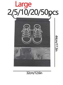 2/5/10/20个装无纺布抽绳鞋袋，旅行收纳整理袋，适用于鞋子、衣物、行李，适合运动鞋、拖鞋、跑鞋，男女通用旅行必备 - 淺灰色 - 查看 9