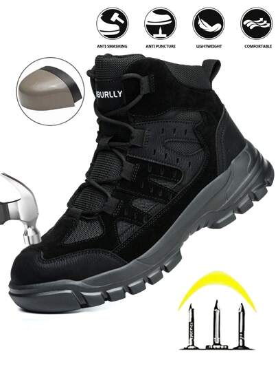 UMBURLLY 1 paire de chaussures de sécurité de base tressées à lacets, chaussures de travail anti-écrasement et anti-perforation, convenant pour l'extérieur au printemps et en automne