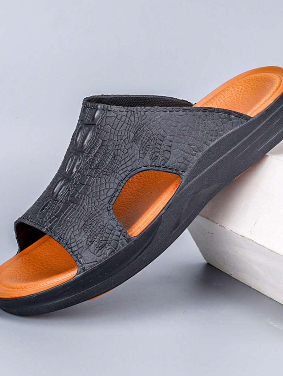 Plus Size Men Casual Fashion Slip-On Sandals, Comfortable Non-Slip Beach Slippers, Suitable For Fathers
