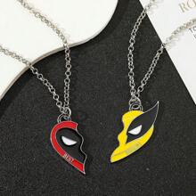 bandai 2pcs Movies Deadpool & Wolverine Necklace Fashion For Best Friend Gifts Pendant Necklace Cool Handmade DIY Pendant Accessories