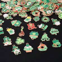 20/50 Pcs/Pack Assorted Romantic Pink Heart, Bow, Shamrock, Lucky Charm, Flower Enamel Charms, Pendants Suitable For DIY Jewelry Making, Craft Projects