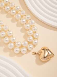 Set de 2 collares con colgante de corazón multicapa de estilo bohemio con cuentas, elegantes regalos de lujo para bodas, fiestas, mujeres y parejas