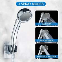 Shower Head, High-Pressure Showerhead/Handheld Shower Combination, With 8-Inch Top Spray, 9 Adjustable Leak Proof Shower Heads, With Bracket/Hose, Adjustable Angle, Contemporary Desig - Black-upgrade - View 4