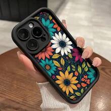 Dopular Retro Floral Pattern Phone Case For IPhone 16 15 14 Pro Max 13 12 11 XR XS Plus Shockproof Full Camera Protection Durable Slim Silicone Cover - Black - View 11