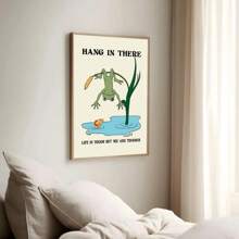 1pc Frameless Hang In There Motivation Frog Mental Health Wall Art Poster Canvas Print Positive Quote Therapy Counsellor Office Decor Painting For Dorm,Bedroom,School,Modern Home Decoration