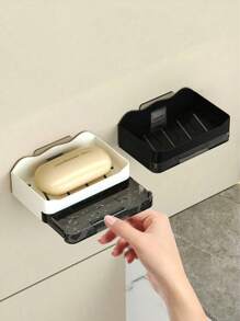 1pc Non-Perforated Soap Rack, Bathroom Storage Rack, Bathroom Tray