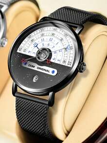 DOM 1pc Fashion Sports Style Men's Watch, Round Quartz Date Display, Suitable For Daily Wear And Decoration, Christmas, Birthday Gift For Friends Or Father - Shape - View 7
