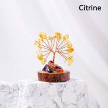 1PC Mini Natural Gemstone Chakra Lucky Tree With Wood Base | Home Office Desk Living Room Crystal Decor