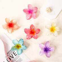 6 Pcs Flower Hair Claw Clips - Hawaiian Hair Clips For Women, Summer Beach Essentials Hair Accessories - 基本的 - 查看 6
